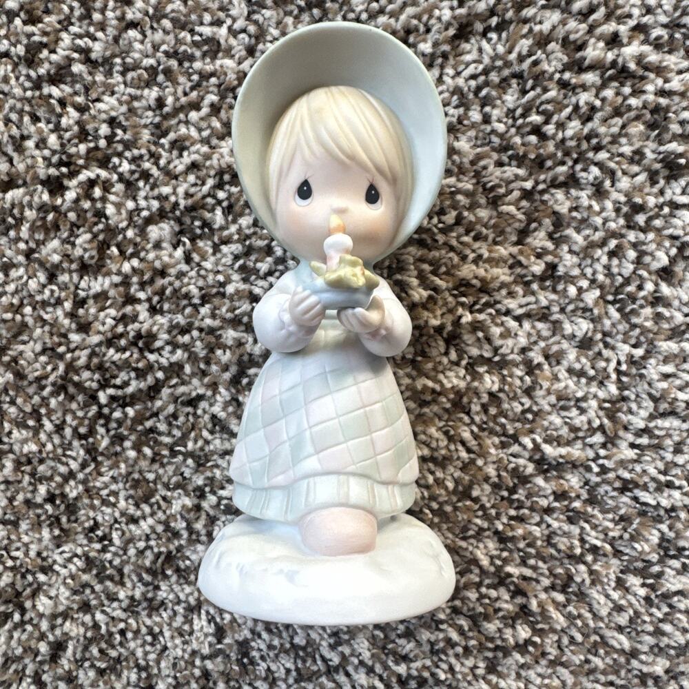 1988 Precious Moments "December" Figurine Girl With Candle #110116